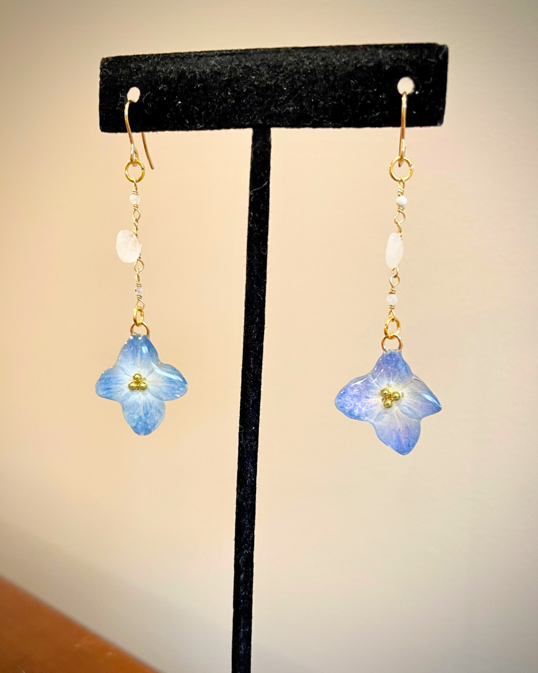 A-Hydrangea & Moonstone Fallen Star Earrings