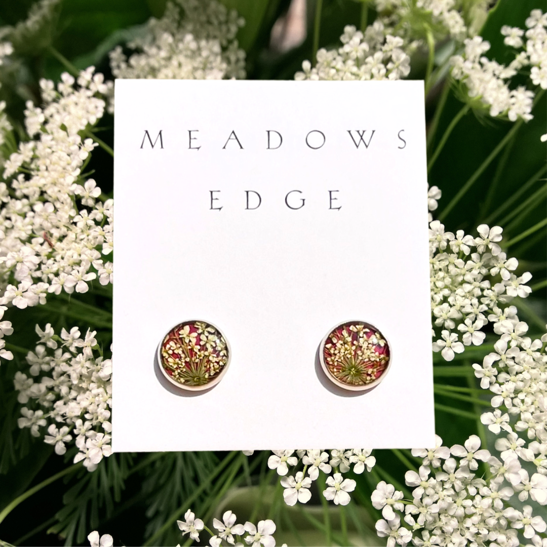 Queen Anne's Lace & Rose Petal Earrings